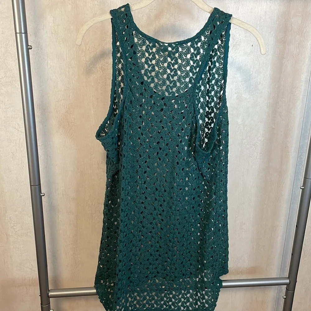 Pretty Rebellious Green Lace Tank Top Cover Up‎ No Size Tag